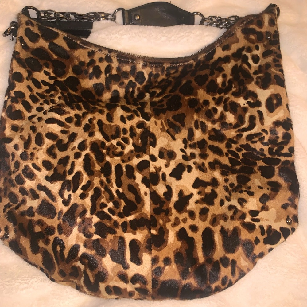 Kenneth Cole calf hair leopard print bag